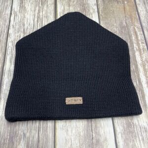 Vintage Smiley Beanie Pure Wool Knitted Black Unisex Adult One Size Warm EUC